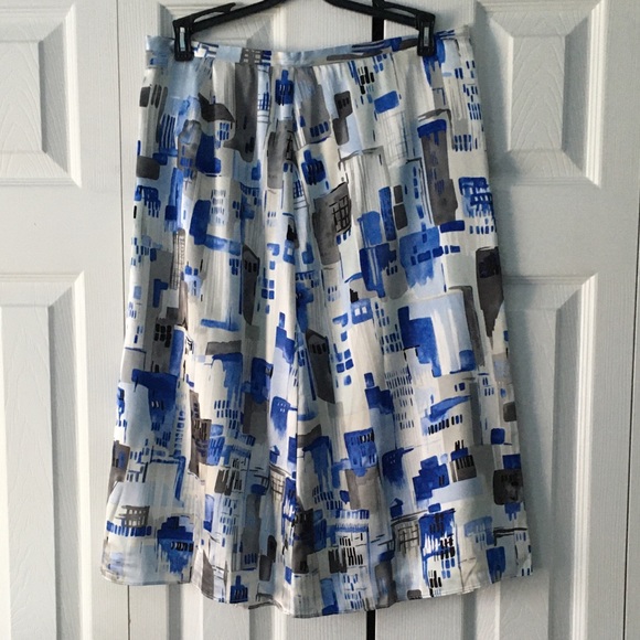 Grace Dane Lewis Blue/White Silk Skirt size 8 - Picture 1 of 8